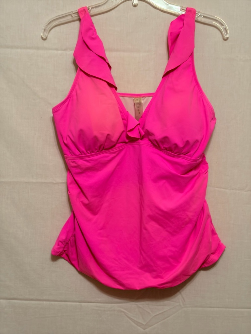 Hot Pink Ruffle Tankini Top - Picture 2 of 8